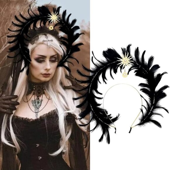 Halloween Mary Halo Black Feather Headband main image 5